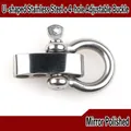 Close-up of mirror-polished stainless steel U-shaped shackle with 4-hole adjustment buckle - 5M Silver Bow Shackle + 4-Hole Adjuster