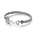 Bracciale a maglia in acciaio inossidabile argento con scritta Love e dettaglio cuore - Argento (KB115687-K)
