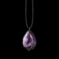 Handmade life tree necklace with purple crystal teardrop pendant and bronze wire wrap - Purple
