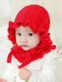 Baby Winter Strickmützen-Set in Rot mit Rüschenrand und warmem Fleecefutter für Kleinkinder - Säuglingsgröße (3-24 Monate) / Rot