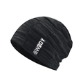 Winter thermal knit beanie hat in black with fleece lining and HSWBOY patch logo - Black (Fleece Lined)