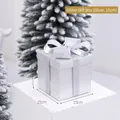 Silver frosted glitter gift box with bow 15cm for Christmas holiday decoration - Silver / 15CM