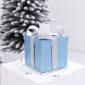 Sky blue glitter gift box 20cm with silver sparkling bow for Christmas decoration - Blue / 20cm