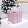 Pink frosted glitter gift box with silver ribbon for Christmas and holiday decoration - Pink / 20cm