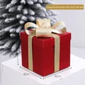 Red 30cm Christmas gift box with frosted gold powder bow for festive window display - Red / 30cm