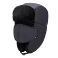Colbacco invernale con fodera in pile e maschera staccabile in grigio scuro - Taglia unica / Grigio