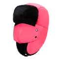 Colbacco invernale rosa neon e nero con fodera in pile e maschera antivento staccabile - Taglia unica / Rosa