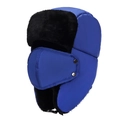 Winter thermal trapper hat in royal blue with fleece lining and detachable face mask - One Size / Sapphire Blue