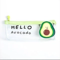 Transparent pencil case with green zipper and cute cartoon avocado HELLO design - Hello! Avocado
