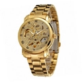 Women's gold skeleton automatic mechanical watch with elegant hollow dial design - Full Gold Color