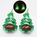 Orecchini luminosi a forma di albero di Natale verde con base regalo rossa e LED - Stile Gancio / Albero di Natale