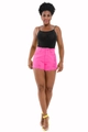 Women's pink ripped high-waisted denim shorts with frayed edges for summer fashion wear - Pink