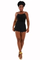Short en jean noir déchiré pour femme avec ourlet effiloché et effet galbant ajusté - S / Noir