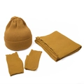 Conjunto de invierno de 3 piezas con gorro, bufanda y guantes en color amarillo jengibre - Amarillo