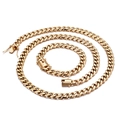 Conjunto de collar y pulsera de cadena cubana de 13mm en acero inoxidable dorado con cierre - Conjunto Dorado