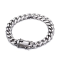 Bracciale cubano hip hop color argento con zirconi CZ e chiusura a cassetta quadrata - Bracciale Color Acciaio (KB95834-K)
