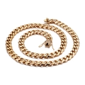 Polished gold Cuban link chain necklace for men with sparkling rhinestone encrusted clasp - Gold Iced Out Necklace (KN35978-K)