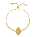 Adjustable gold plated Virgin Mary bracelet with beaded chain and sparkling crystals - brc10-B/Oval Virgin Mary