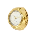 Elegant gold ring watch with Roman numerals on a cream dial and quartz movement - Large Ring Gold
