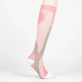 Pink and grey compression athletic knee-high socks for outdoor cycling and running - Pink