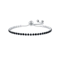 2.5mm round black zircon tennis bracelet with adjustable slider clasp for men and women - Black