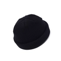 Classic black ribbed knit docker cap with retro brimless design for men and women - Adult / Black