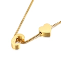 Gold stainless steel necklace with capital letter C and heart pendant on box chain - Letter C Necklace (KN88651-KFC) / Gold
