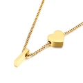 Adjustable golden box chain necklace with heart and rectangular bar pendants - Letter I Necklace (KN88657-KFC) / Gold