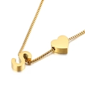 Gold-plated stainless steel necklace featuring letter S and heart charms on box chain - Letter S Necklace (KN88667-KFC) / Gold