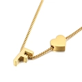 Vergoldete Box-Halskette mit Herz-Anhänger und Buchstabe F Anhänger für Frauen - Halskette Buchstabe F (KN88654-KFC) / Gold