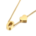 Adjustable golden box chain necklace featuring letter O and heart shaped pendants - Letter O Necklace (KN88663-KFC) / Gold