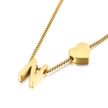 Goldene Titanstahl-Boxkette mit Buchstaben-N-Anhänger und Herz-Charm für Damen - Halskette Buchstabe N (KN88662-KFC) / Gold