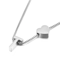 Polished silver stainless steel venice chain necklace with heart and letter T charms - Letter T
