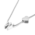 Polished silver heart and letter W pendant necklace with minimalist box chain style - Letter W