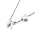 Polished silver heart and letter K charm on a box chain stainless steel necklace - Letter K