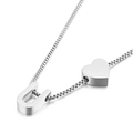 Silver stainless steel box chain necklace featuring letter U and heart pendants - Letter U