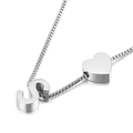 Silver-tone stainless steel heart and letter S pendant necklace with box chain - Letter S