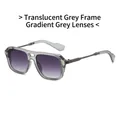 Fashionable oversized aviator sunglasses with transparent grey frames and gradient lenses - Transparent Grey Frame Gradient Grey Lens