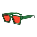 Retro thick frame sunglasses with transparent green frames and red rectangular lenses - Transparent Green Frame Red Lens