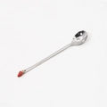 Long-handle stainless steel spoon featuring a cute red strawberry charm pendant - 410 Silver Stainless Steel Strawberry Spoon