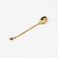 Golden stainless steel spoon with strawberry pendant charm for Christmas coffee mixing - 410 Gold Stainless Steel Strawberry Spoon