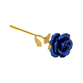 Elegant 24K gold foil rose flower with blue petals and golden stem in a gift box - Bare Flower / Blue / Gold Foil Blue Bare Flower