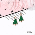 Kerstboom hanger in groen goud emaille met strassteentjes, afmeting 11x21mm - Nr. 12 Groene kerstboom
