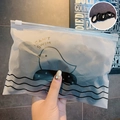 Elastic black hair ties set in a frosted pouch with a cute cartoon bird design - 9# Black