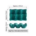 Portauova in ceramica a 6 scomparti verde scuro opaco, dimensioni 14,5x9,5x3,2 cm - Griglia per uova - Verde Scuro (6 griglie)