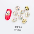 Detail of cat claw nail charms with k9 crystals and gold trim measuring 8x10mm - Gold Base Transparent Aurora (LF3665)