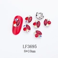 Macro detail of LF3695 nail art charm with 8x10mm marquise rhinestones and silver frame - Silver Base Red with AB (LF3695)