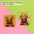 Christmas self-adhesive treat bags featuring cartoon reindeer pattern for candy gift packing - Gold Base Reindeer / 7*7+3cm