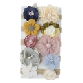 Set of 10 floral baby nylon headbands with lace and chiffon flower decorations - Headband Combo 2 (Set of 10)