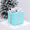 Macaron blue 20cm cubic Christmas gift box with silver glitter bow and ribbon - 20cm Gift Box / Macaron Blue